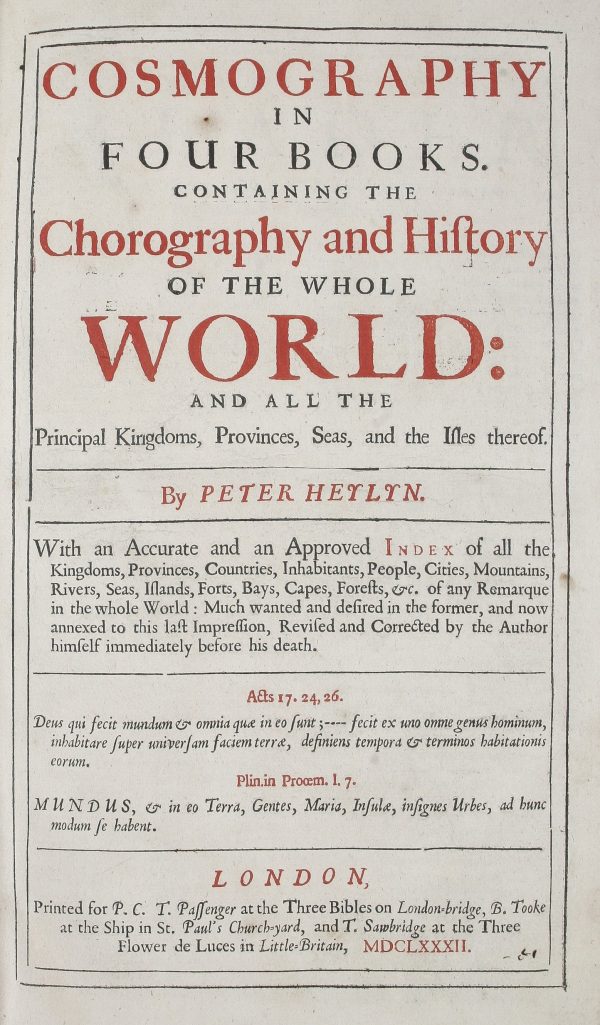 Cosmography in four books. Containing the Chorography and History of the whole World: and all the principal Kingdoms, Provinces, Seas, and the Isles thereof. ... Online Sale