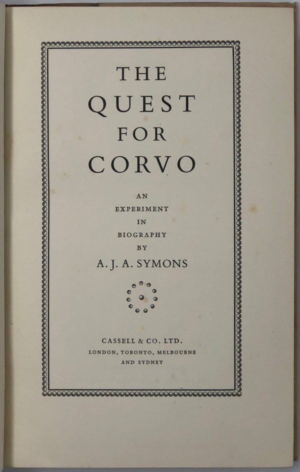 The Quest for Corvo. An Experiment in Biography. Online Hot Sale