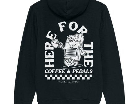 Here For The Coffee & Pedals Organic Vegan Hooded Top Black Online Hot Sale