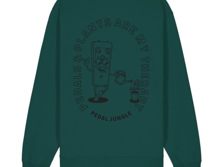 Pedals & Plants Are My Therapy Organic Vegan Sweatshirt Plant Green For Sale